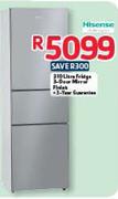 Hisense 310ltr Fridge 3-Door Mirror Finish