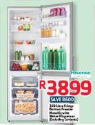 Hisense 359ltr Fridge Bottom Freezer Metallic With Water Dispenser