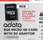 Adata 4GB Micro SD Card WIth SD Adapter