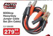 Auto Kraft 600Amp Heavy-Duty Jumper Cable Set(2M Cable)-Each