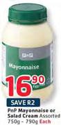 PnP Mayonnaise Or Salad Cream Assorted-750/790G