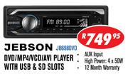 Jebson DVD/MP4/VCD/AVI Player With USB & SD Slots JB698DVD