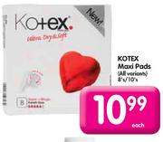 Kotex Maxi Pads-8's/10's