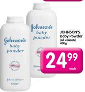 Johnson's Baby Powder-400g Each