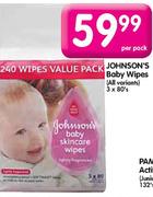 Johnson's Baby Wipes-3x80's