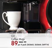 O2 Coffee Mugs-Per 4 Pack