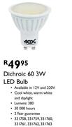 Dichroic 60 3W LED Bulb