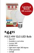 M.E.S 4W GLS LED Bulb