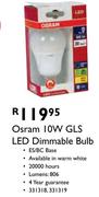 Osram 10W GLS LED Dimmable Bulb
