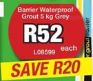 Barrier Waterproof Grout Grey L08599-5kg
