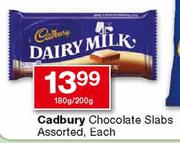 Cadbury Chocolate Slabs Assorted-180g/200g