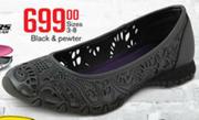Skechers Sizes 3-8 Black & Pewter