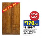 Tina 3 Drawer Wardrobe