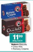 Bakers Biscuits Choco Kits/Romany Creams-200gm Each