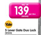 Yale 5 LEver Gate Duo Lock-Per Duo