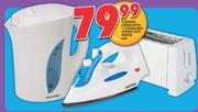 Essentials Corded Kettle 1.7L/ Steam Iron 1600W/ 2-Slice Toaster-Each