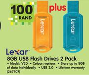 Lexar 8GB USB Flash Drives 2 Pack V20