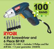 Ryobi 4.8V Screwdriver And 6 Piece Bit Kit CS-1480