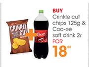 Crinkle Cut Chips 125g & Coo-ee Soft Drink 2L