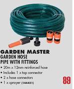 Garden Master Garden Hose Pipe With Fittings-20m x 12mm