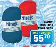 Mirage Wool 4 Ply Asstd Color-20'sx25grm