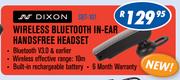Dixon Wireless Bluetooth In Ear Handsfree Headset SBT 101