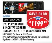Dixon DVD Player With 3 Inch TFT Screen, USB And SD Slots And Detachable Face DMT6762