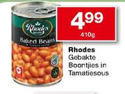 Rhodes Gebakte Boontjies In Tamatiesous-410g