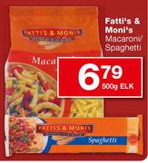 Fatti's & Moni's Macaroni/Spaghetti-500g Elk