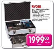 Ryobi Lithium Ion Cordless Drill-18V Plus 160 Piece Accessory Kit(CD-1860K)