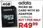 Adata Micro SD Card with SD Adaptor-4GB