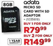 Adata Micro SD Card with SD Adaptor-2x8GB