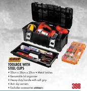 Grip Toolbox With Steel Clips