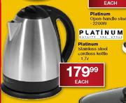 Platinum Stainless Steel Cordless Kettle-1.7l