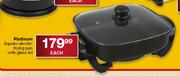 Platinum Square Electric Frying Pan With Glass Lid