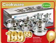 Essentials Stainless Steel Cookware Set With Glass Lids-12 Piece