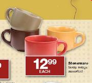 Stoneware Soup Mugs Assorted-Each