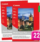 Canon A4 Semi-Gloss Photo Paper-20+20 Pack