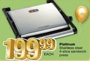 Platinum Stainless Steel 4-Slice Sandwitch Press-Each