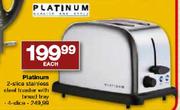 Platinum Stainless Steel Toaster-2 Slice With Braad Tray