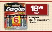 Energizer Max AA Alkalibatterye-6 Pak