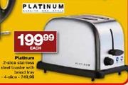 Platinum Stainless Steel Toaster With Bread Tray-4-Slice Each