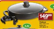 Platinum Non-Stick Oval Frying Pan With Glass Lid-Each