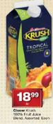 Clover Krush 100% Fruit Juice Blend Assorted Each-2ltr
