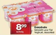 Dairybelle Smooth Low Fat Yoghurt Assorted-6x100g