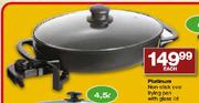Platinum Non-Stick Oval Frying Pen With Glass Lid-Each