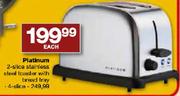 Platinum 4-Slice Stainless Steel Toaster With Bread Tray-Each