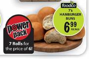 Foodco Hamburger Buns-7's Per Pack