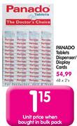 Panado Tablets Dispenser/Display Cards-54 x 2's