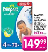Pampers Active Jumbo Pack-58's